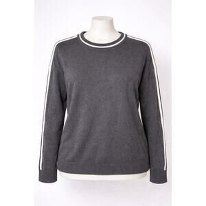 Barefoot Dreams CozyChic Ultra Lite Contrast Trim Sweater Gray [M]
